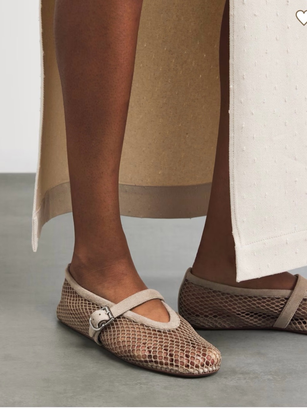 Alaia Mesh Ballet Flats with Buckle in Beige Size 39